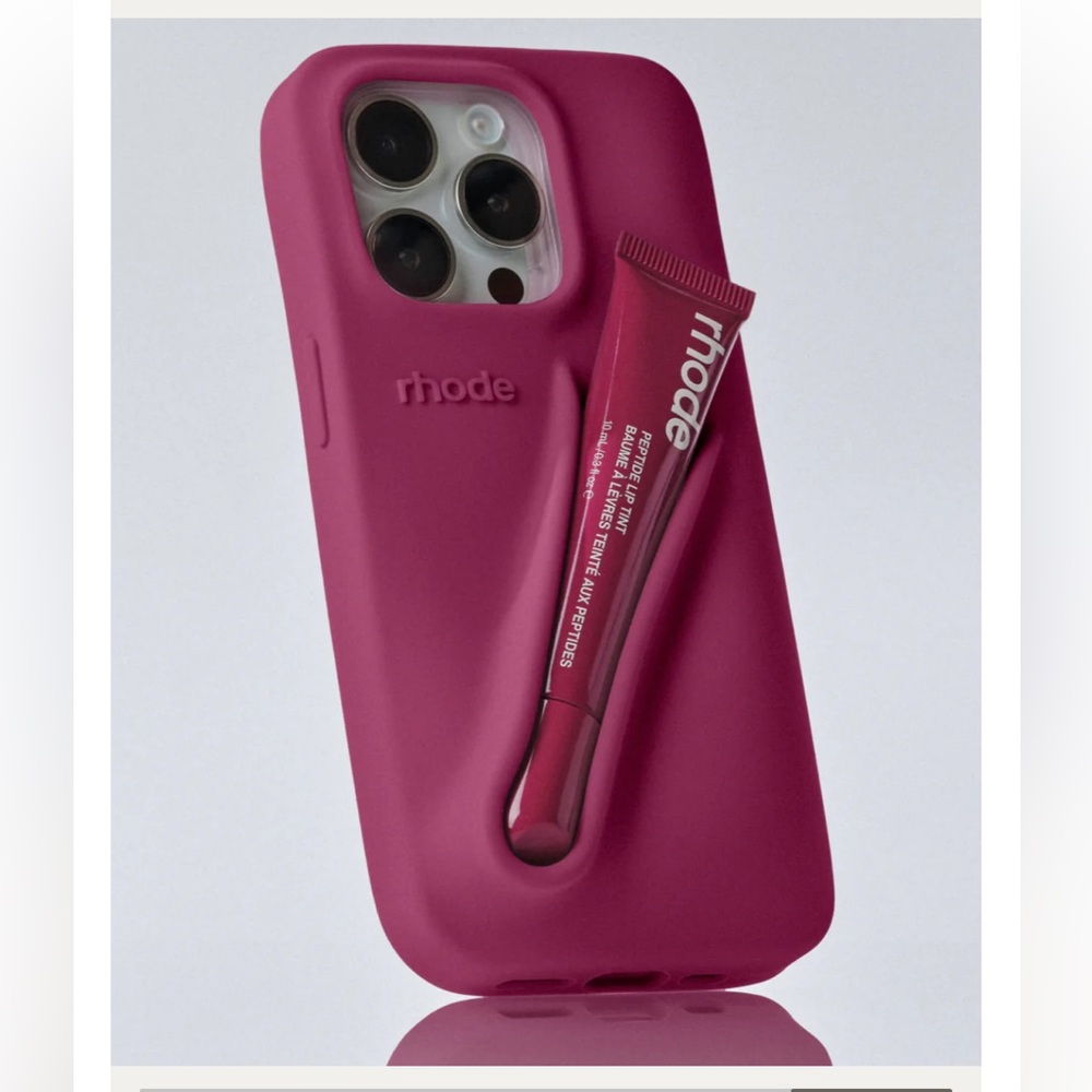 Rhode iPhone 14 Fall Lip Case & Peptide Lip Tint Bundle Raspberry Jelly